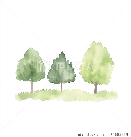 用水彩畫的樹的插圖 用水彩畫的樹的插圖 124603569