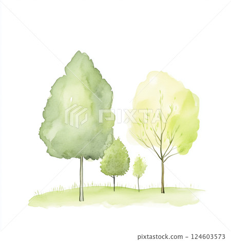 用水彩畫的樹的插圖 用水彩畫的樹的插圖 124603573