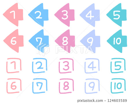 手繪可愛數字圖示設定 1 到 10 124603589