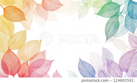 AI-generated image: Hand-drawn leaves in soft pastel gradients 124603591