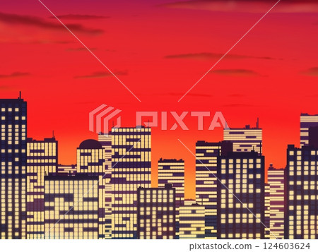 建築物被夕陽染紅 建築物被夕陽染紅 124603624