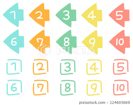 手繪可愛數字圖示設定 1 到 10 手繪可愛數字圖示設定 1 到 10 124603669