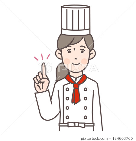 A female chef pointing 124603760