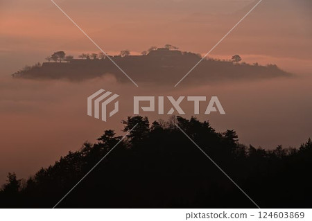 武田城堡廢墟和雲海 武田城堡廢墟和雲海 124603869