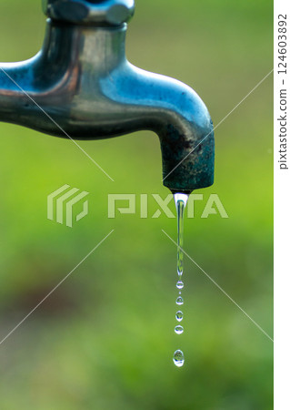 Scenery of flowing tap water in the park Scenery of flowing tap water in the park 124603892