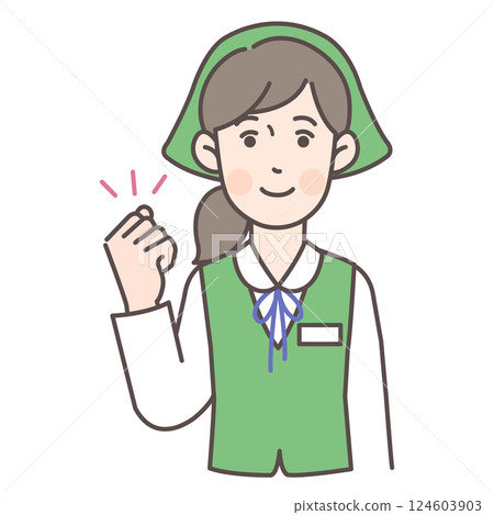 一名女銷售員正在揮拳 124603903