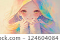 戴著彩色圍巾的女孩 124604084