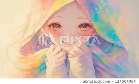 Girl in a colorful scarf 124604084