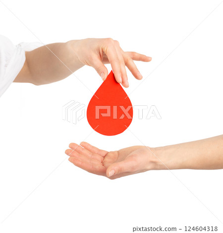 Red blood drop mockup as symbol of blood donation 124604318