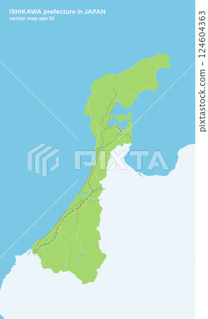 Green simple road map of Ishikawa prefecture in Japan Green simple road map of Ishikawa prefecture in Japan 124604363
