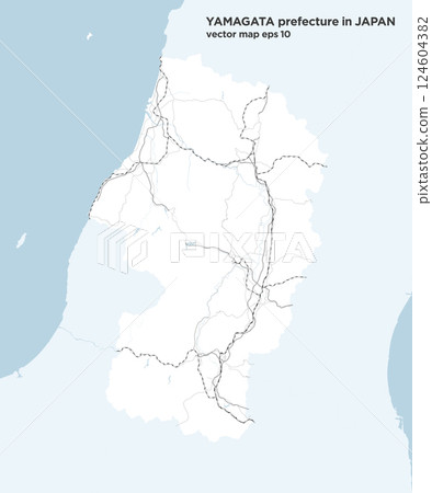 日本山形縣的簡單道路地圖 124604382