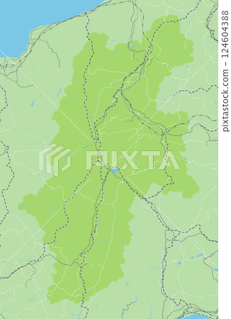 A simple green road map of Japan including Nagano prefecture and neighboring prefectures A simple green road map of Japan including Nagano prefecture and neighboring prefectures 124604388