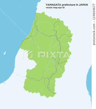 日本山形縣簡易綠道路地圖 124604677