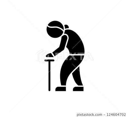Pictogram of an elderly woman using a cane Vector 124604702