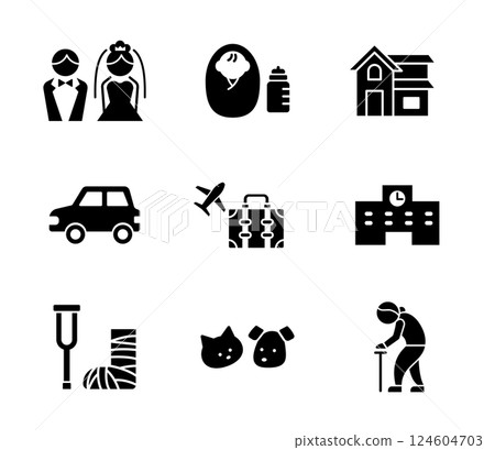 生命階段輪廓圖示設定向量 124604703