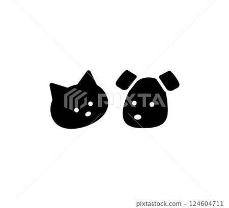 Cat and dog silhouette icon illustration vector 124604711
