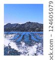 Edited to look like an illustration with a white border. The wake of a liner taking a vacation and heading to an island in the Seto Inland Sea. 124605079