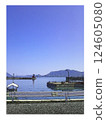 Edited to look like an illustration with a white border. A small port waiting for a ferry to a remote island in the Seto Inland Sea. 124605080