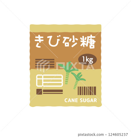 Cane sugar in a bag illustration 124605237