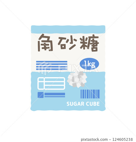 Sugar cubes in a bag illustration Sugar cubes in a bag illustration 124605238