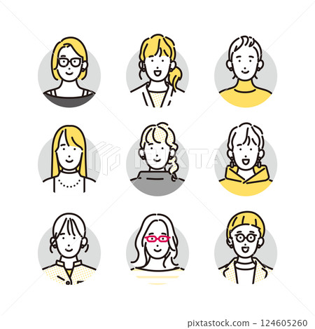 微笑休閒穿著女性圖示集的簡單圖示 124605260