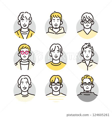 Simple illustration of smiling casually dressed men icon set 124605261