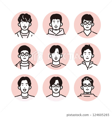 Simple illustration of smiling casually dressed men icon set 124605265
