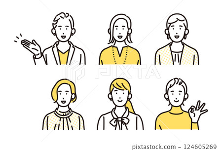 簡單的例子：具有積極面部表情和姿勢的女商人。人的變化 124605269