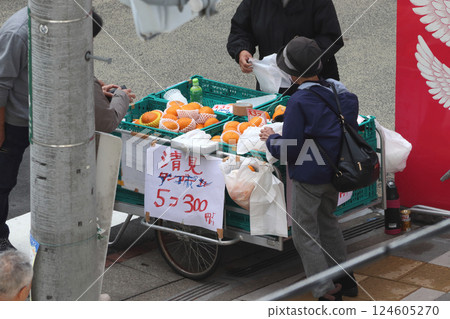 Fruit vendors selling fruit on city streets (Saitama Prefecture) 124605270
