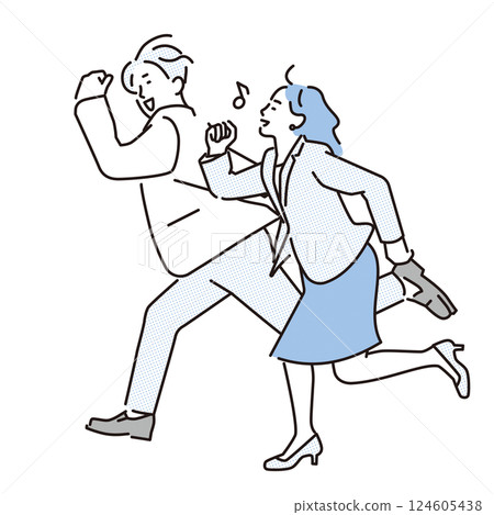 Simple illustration: Smiling business men and women running 124605438