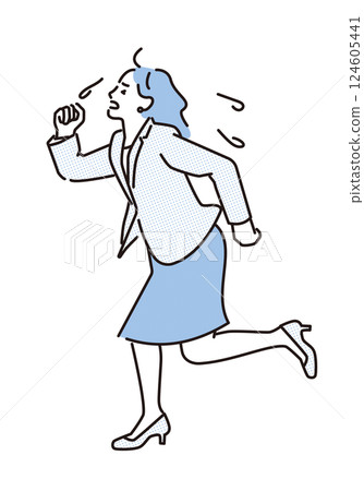 Simple illustration of a business woman running in a hurry 124605441