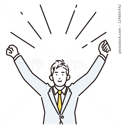 Simple illustration of a businessman doing a fist pump 124605442