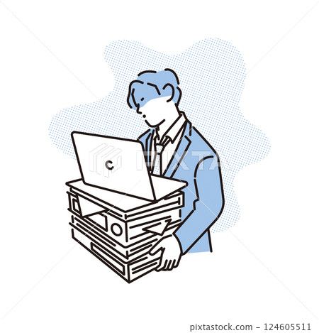 簡單舉例說明一位厭倦了過多工作的男性商人 124605511