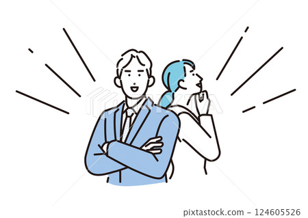 Simple illustration Smiling business men and women character set Simple illustration Smiling business men and women character set 124605526