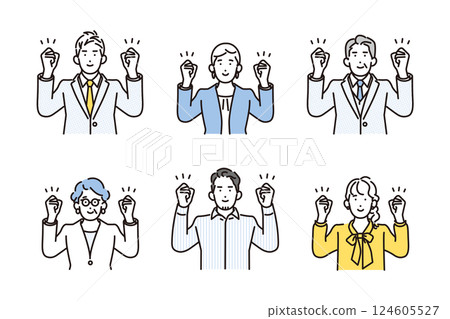 男性和女性商人握拳的簡單圖示 124605527