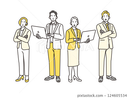 站立商務男性和女性角色集的簡單圖示 124605534