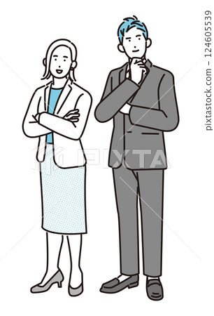 Simple illustration of standing business men and women character set 124605539
