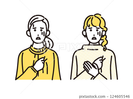 Simple illustration of a young woman feeling unwell. Set of characters 124605546