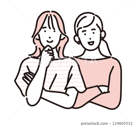 一對女性夫婦的簡單插圖 124605552