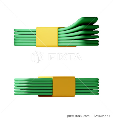 3D Stack of green money currency isolated 124605565