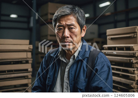 破產公司倉庫裡沮喪的經理 AI 產生的圖像 破產公司倉庫裡沮喪的經理 AI 產生的圖像 124605806