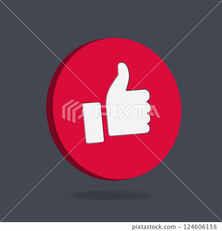 Red round 3d thumb up button 124606158