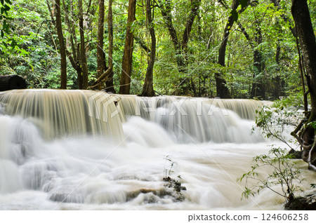 Waterfall in tropical rainforest, Thailand 124606258