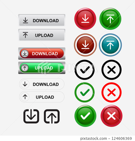 Upload and download buttons Upload and download buttons 124606369