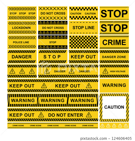 Danger-warning yeallow and black signs and patterens 02 124606405