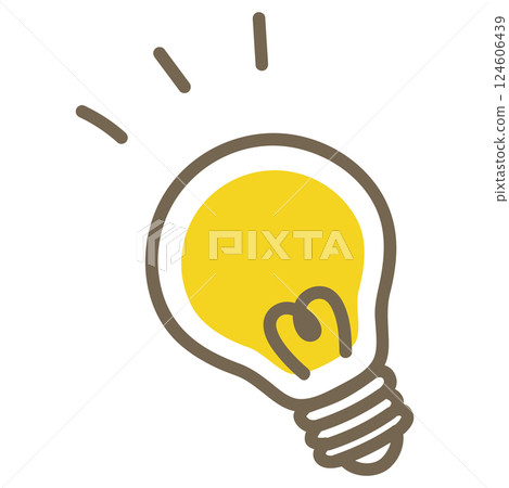 Simple and cute icon for business use_Light bulb, yellow, white background 124606439