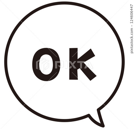 簡單可愛的商務用圖示_OK，黑白，氣泡，白色背景 124606447