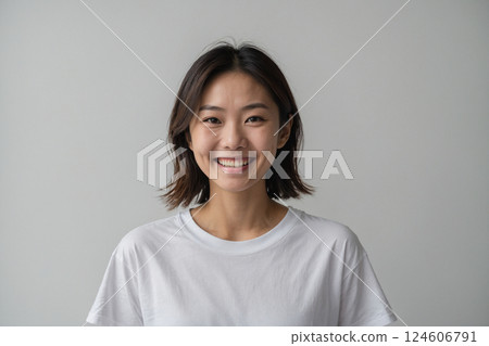 幸福微笑的年輕女子 AI 生成的圖像 124606791