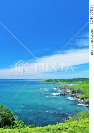 Hokkaido cape landscape in the blue sky Hokkaido cape landscape in the blue sky 124607023