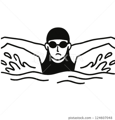 Simple butterfly stroke illustration, icon, material, no background, butterfly 124607048